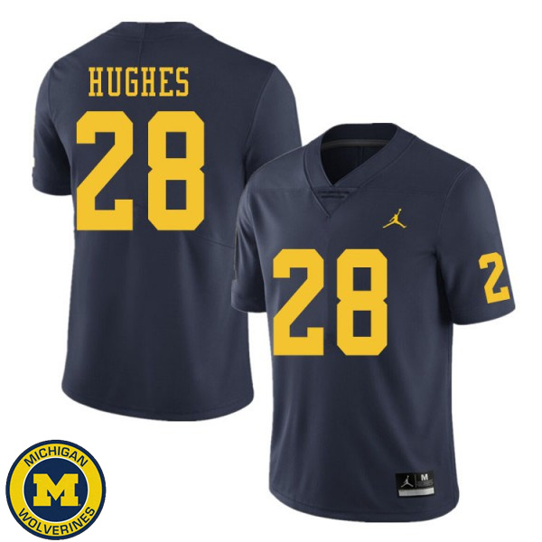 Men Michigan Wolverines #28 Danny Hughes Navy Alumni Jersey